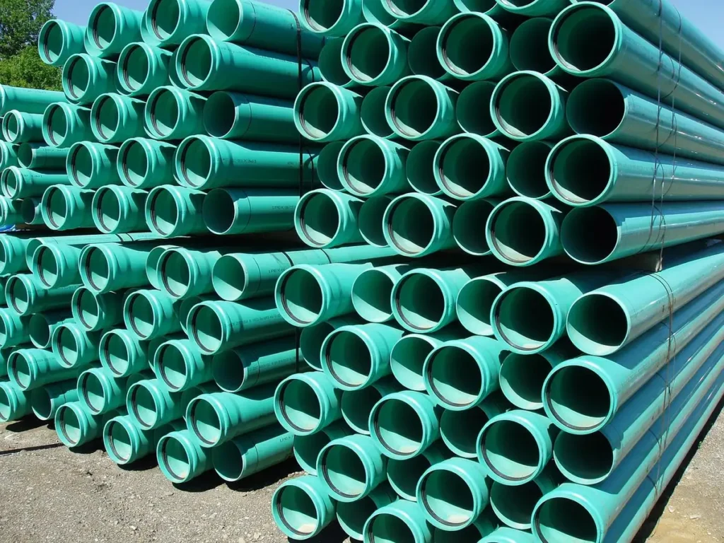 Mains serrant un raccord PE et un tube polyéthylène en cours d'assemblage sur un établi avec outils de plomberie