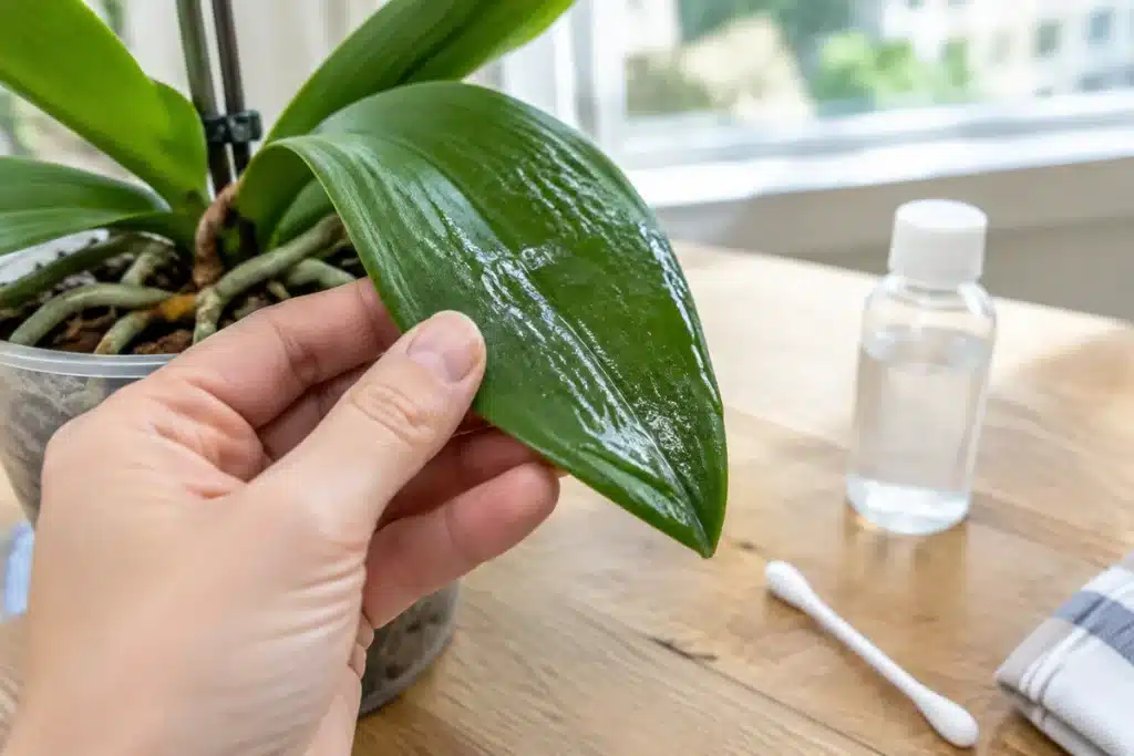 Feuilles collantes sur orchidée : causes et traitements naturels
